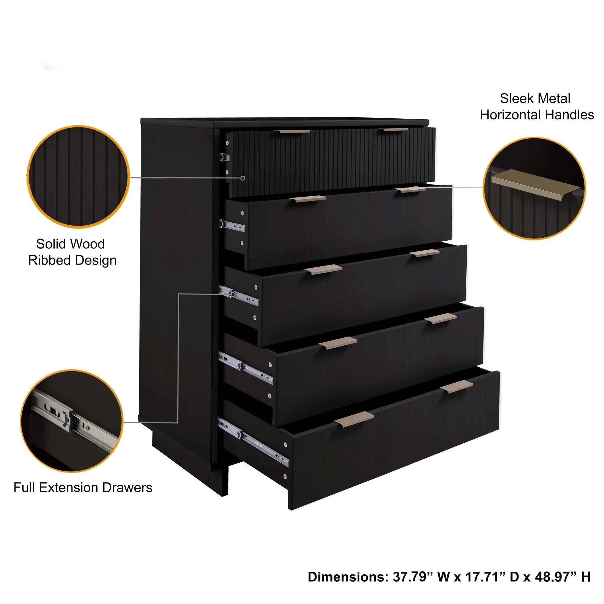 Granville - Chest With 5 Drawers by HouseOfZazla