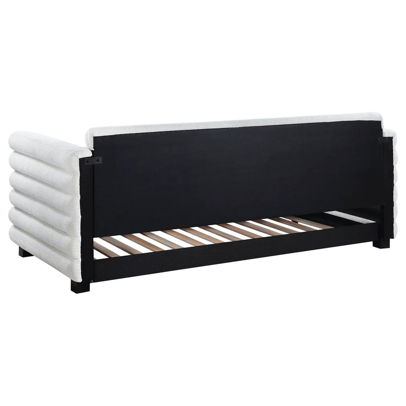 Patricia Boucle Upholstered Twin Day Bed with Trundle White by Unique Piece Furniture