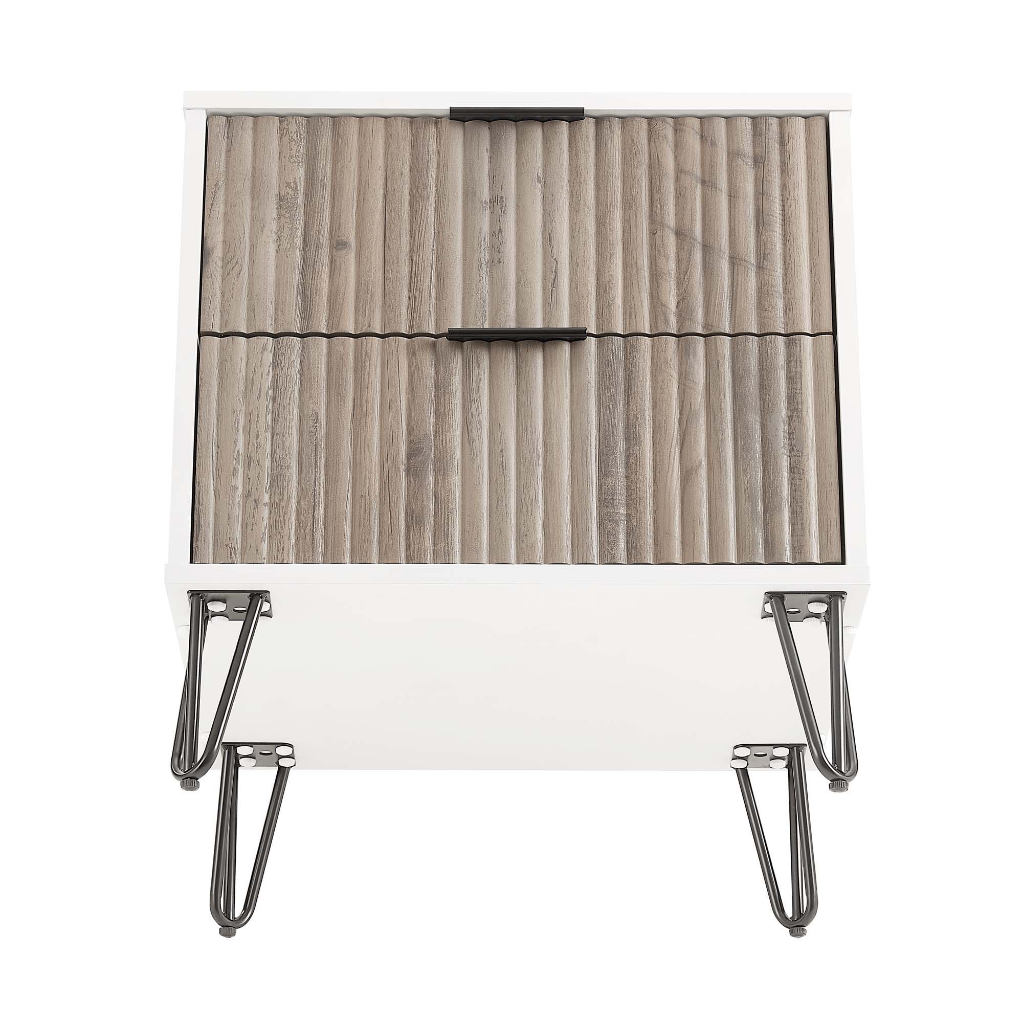Dumbo - Fluted Nightstand With 2 Drawers - Gray / White by HouseOfZazla