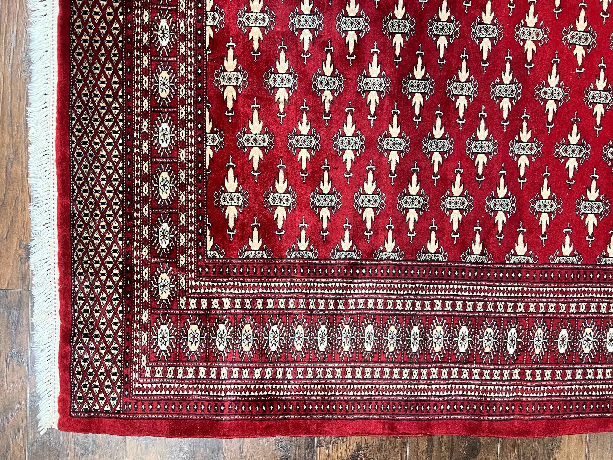 Pakistani Turkoman Bokhara Rug 6x9, Fine Wool Vintage Hand Knotted Handmade Yamud Oriental Carpet 6 x 9, Red Turkoman Rug, Tribal Rug by Jewel Rugs