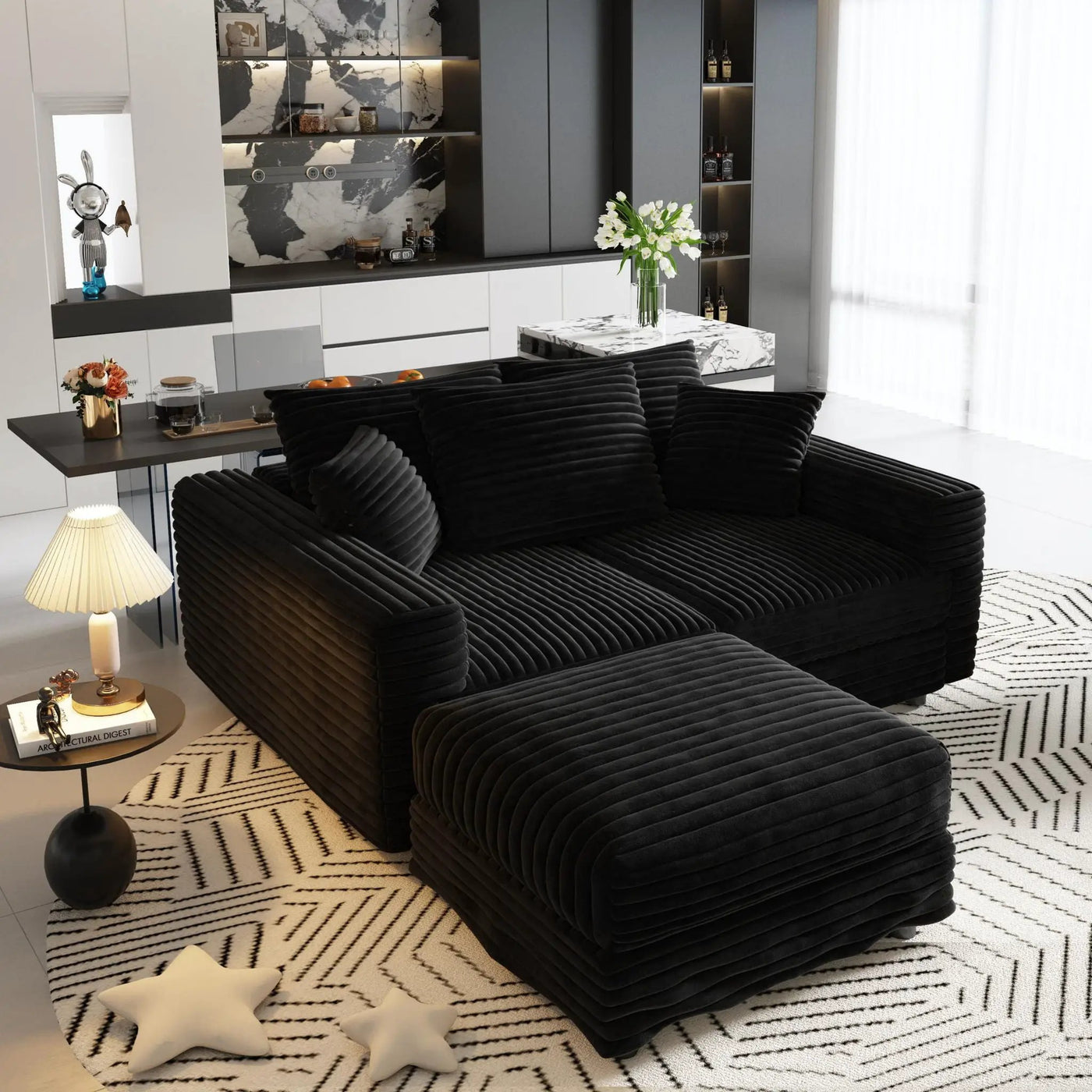 Convertible Deep Seat Sofa With Soft Pillows And Ottomans by HouseOfZazla