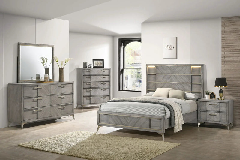 6 Drawer Dresser Book Matched Veneers - Gray by HouseOfZazla