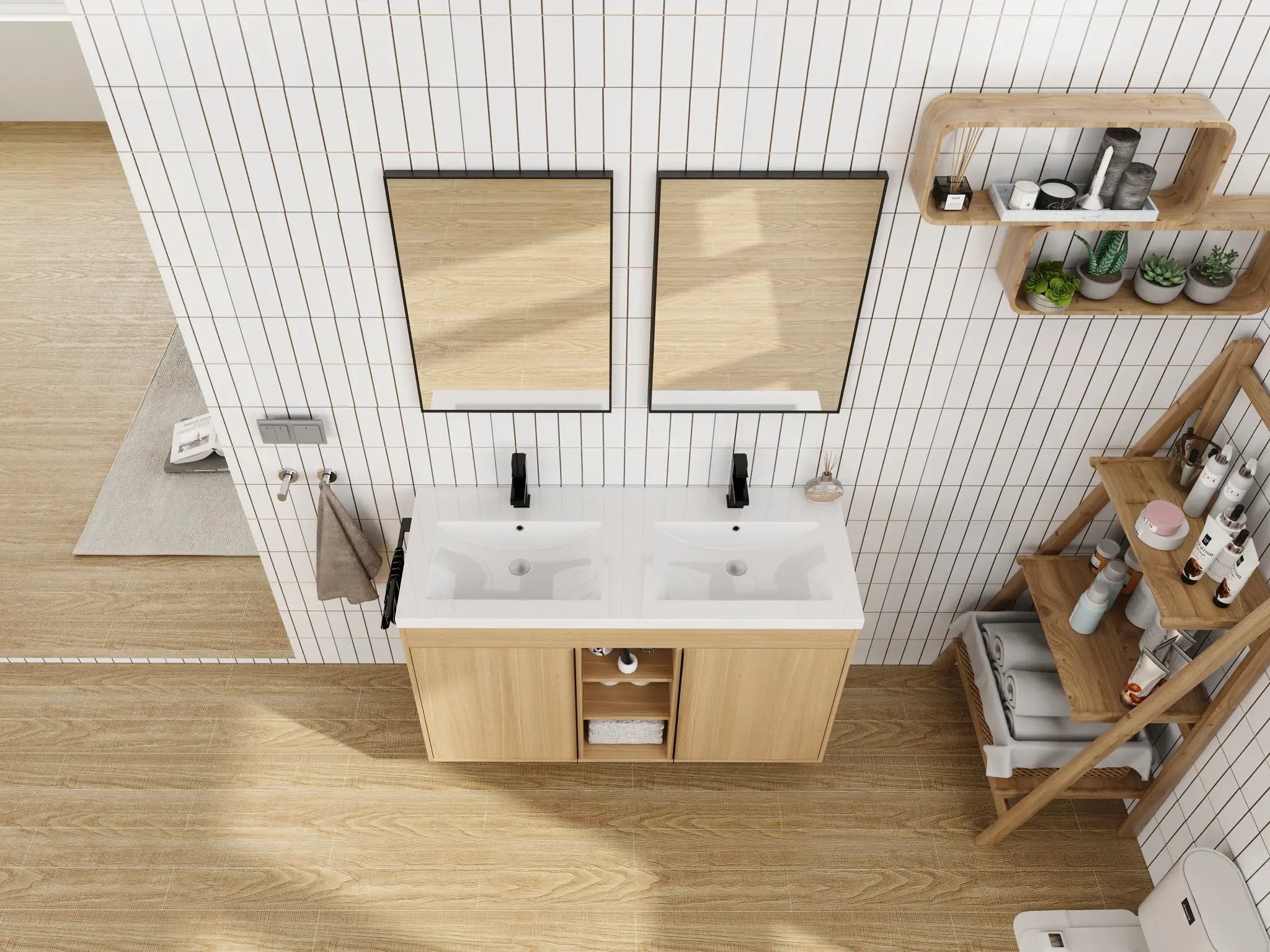 48" Freestanding Bathroom Vanity With Resin Double Sink by HouseOfZazla