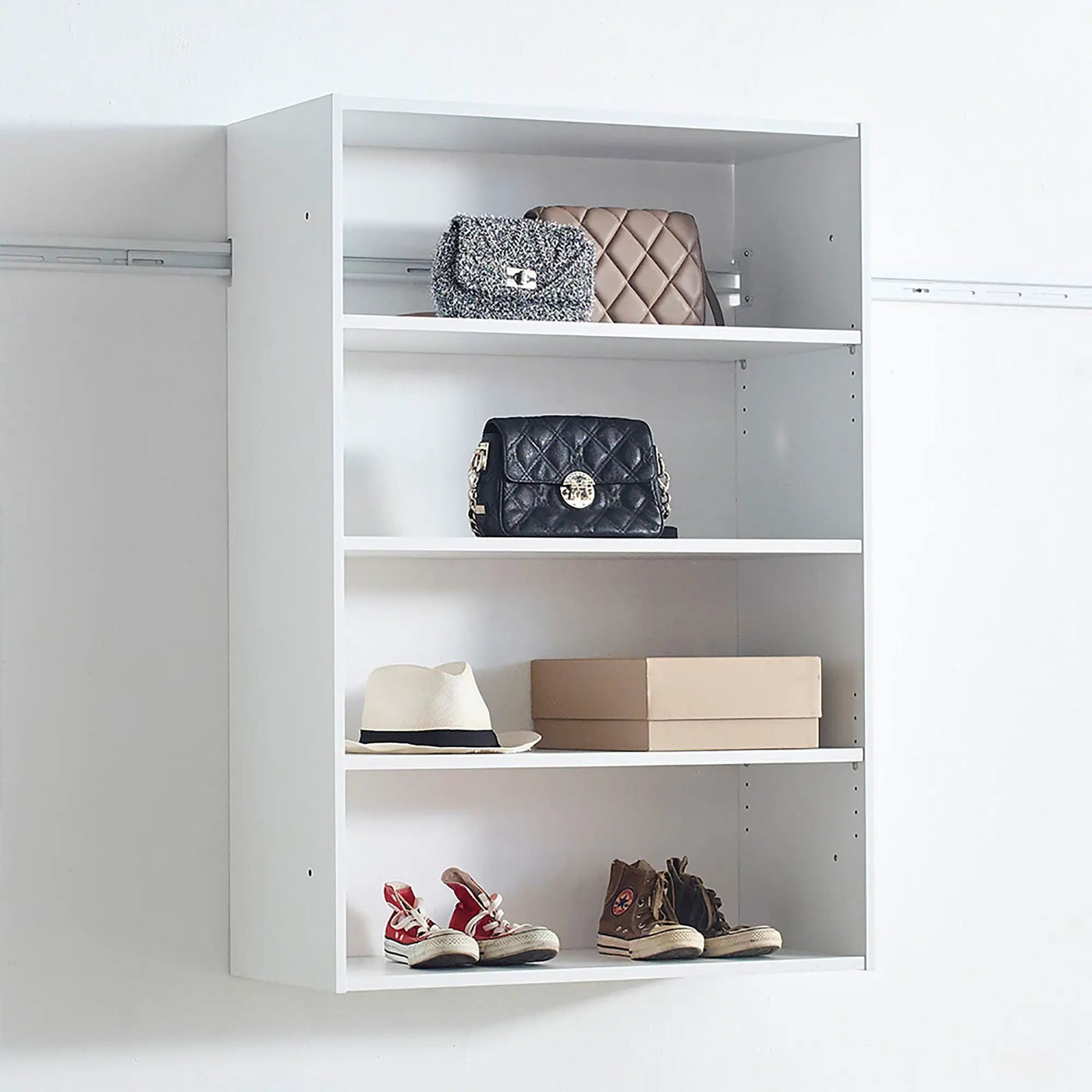 Devi - Wall Mounted Wood Closet System With Modular Design And Ample Storage by HouseOfZazla