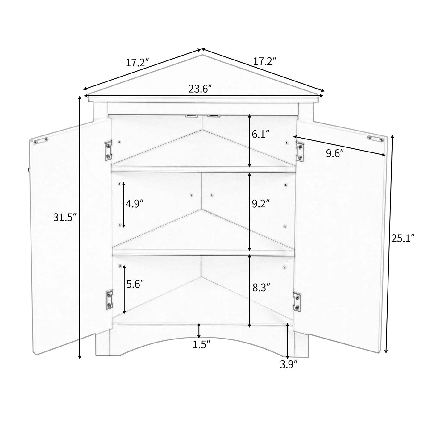 Triangle Bathroom Storage Cabinet With Adjustable Shelves, Freestanding Floor Cabinet For Home Kitchen by HouseOfZazla