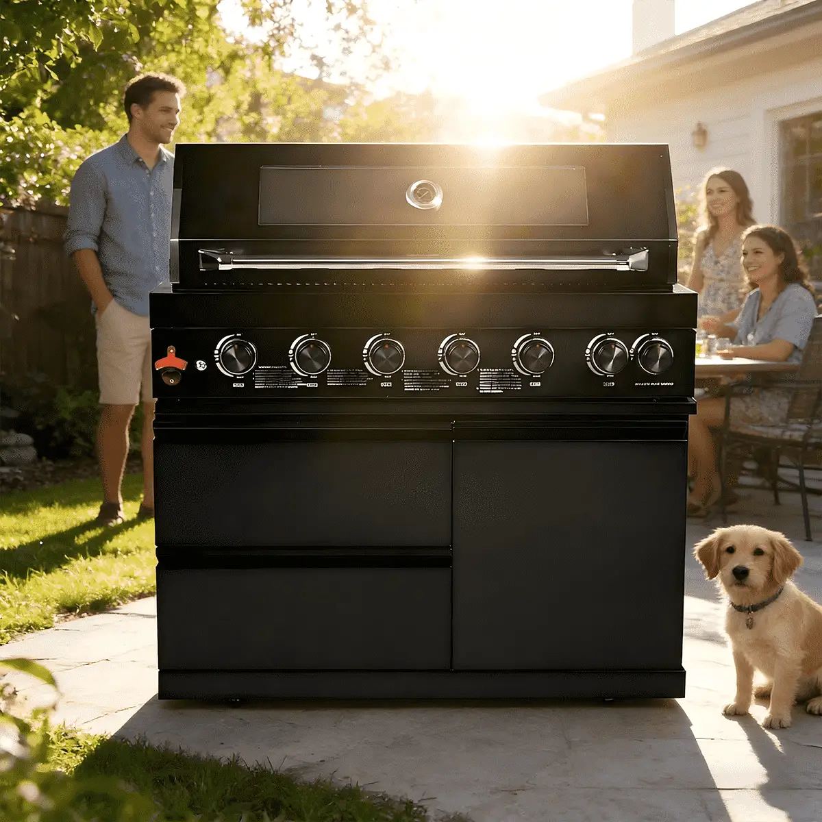 43" Black Six Burners Outdoor Kitchen Island Grill by Chery Industrial