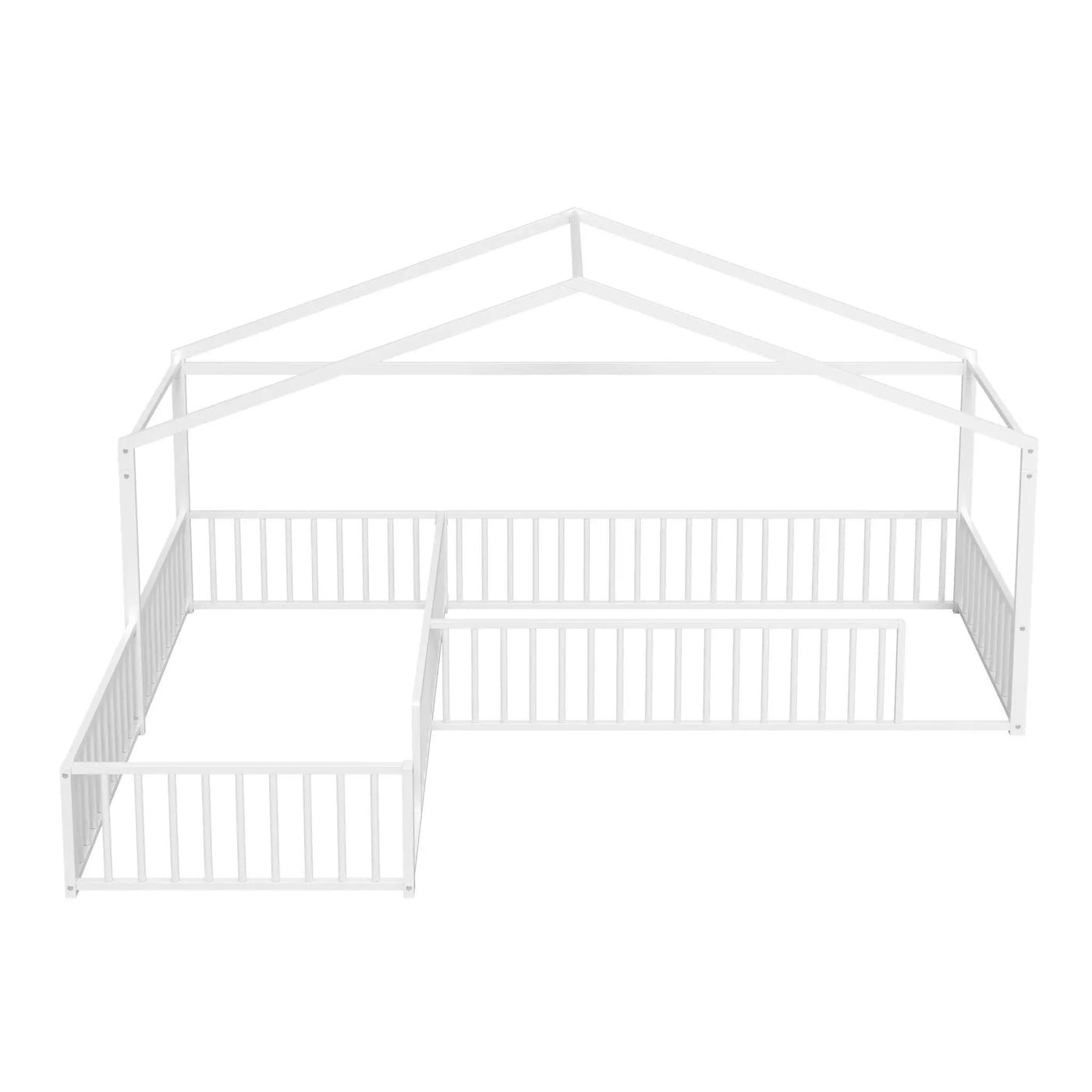 L-Shaped Montessori Bed For 2 Kids With Partitioned Fence by HouseOfZazla