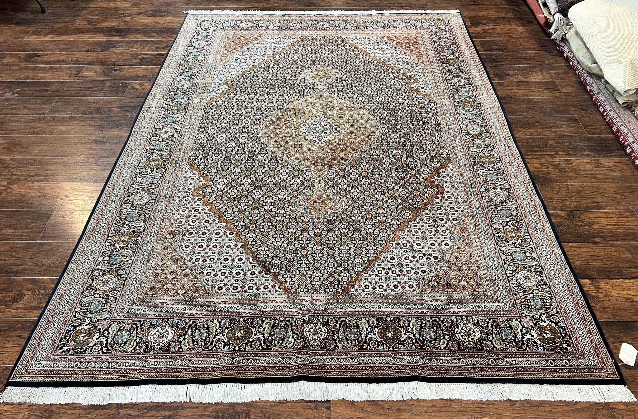 Wonderful Persian Tabriz Rug 7x10 ft, Very Fine 50 Raj 350 KPSI Oriental Carpet, Herati Mahi Pattern, Authentic Hand Knotted Handmade Wool Vintage by Jewel Rugs