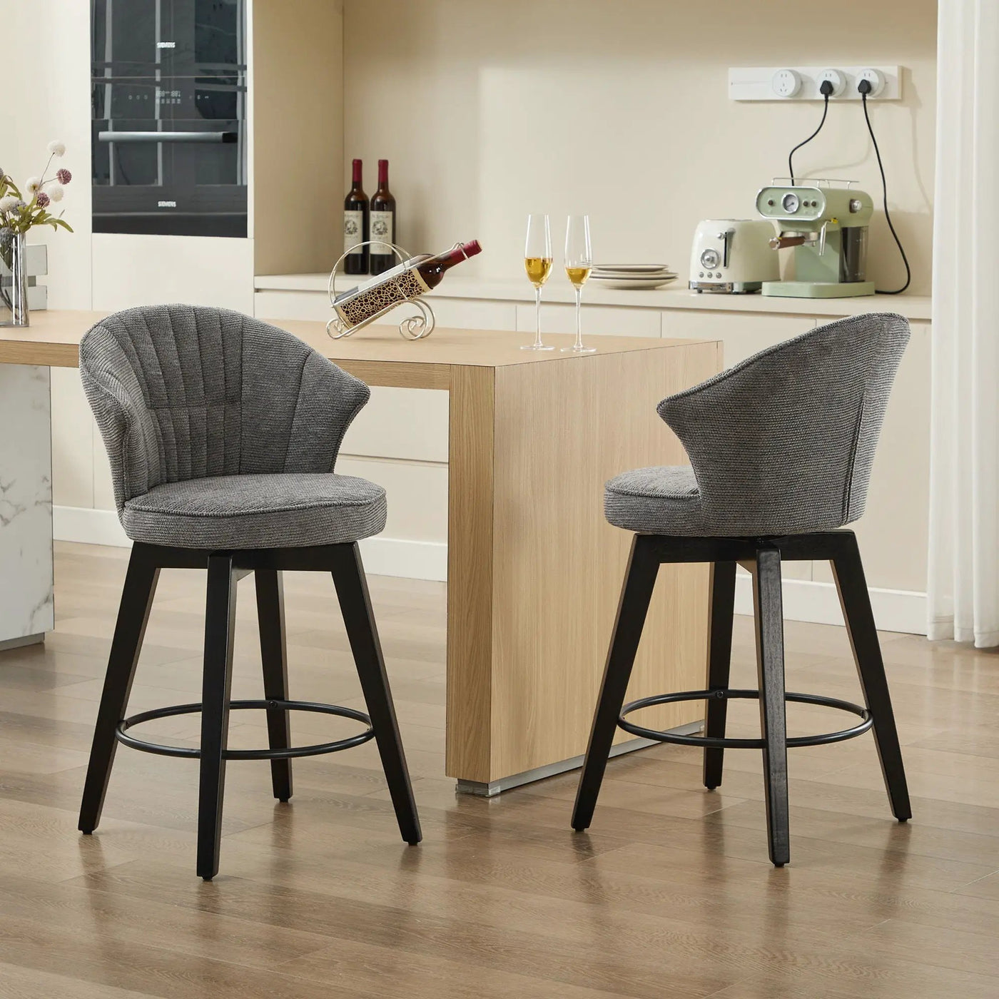 Wing Back Swivel Bar Stools (Set of 2) by HouseOfZazla