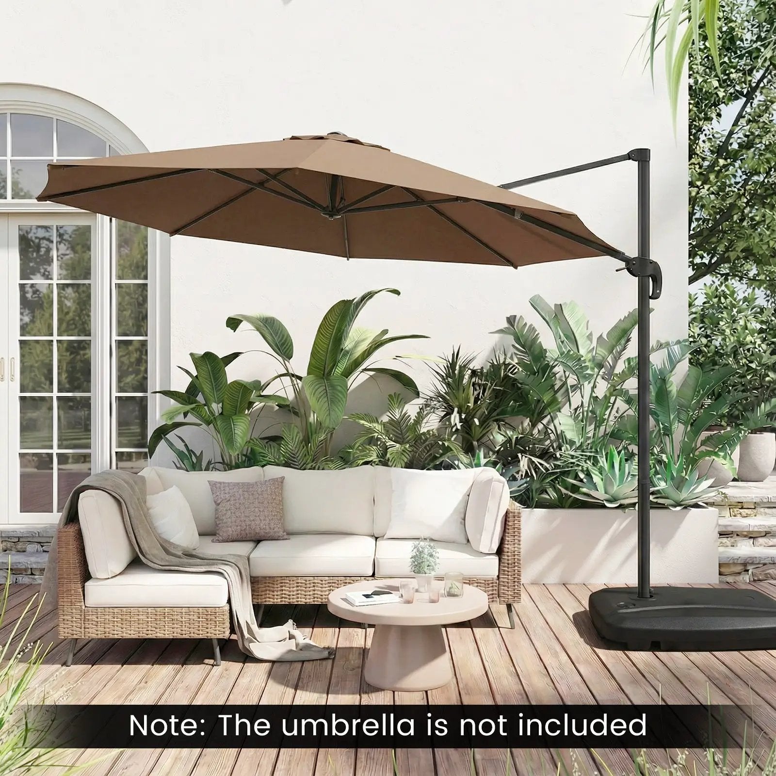 225 LBS Cantilever Patio Umbrella Base with Wheels and Crossed Base by DirectDeals
