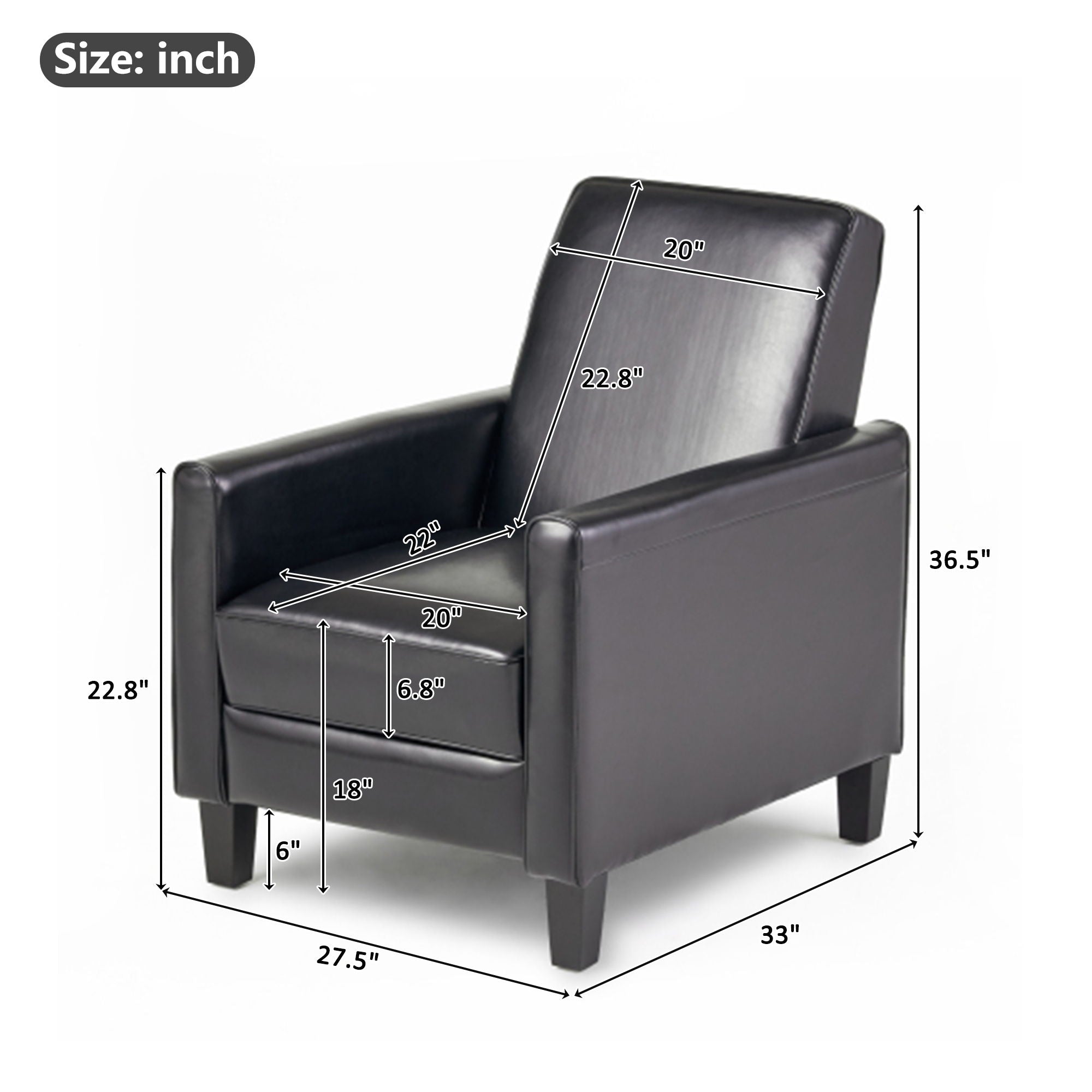 Upholstered Push Back Recliner Chair For Living Room by HouseOfZazla