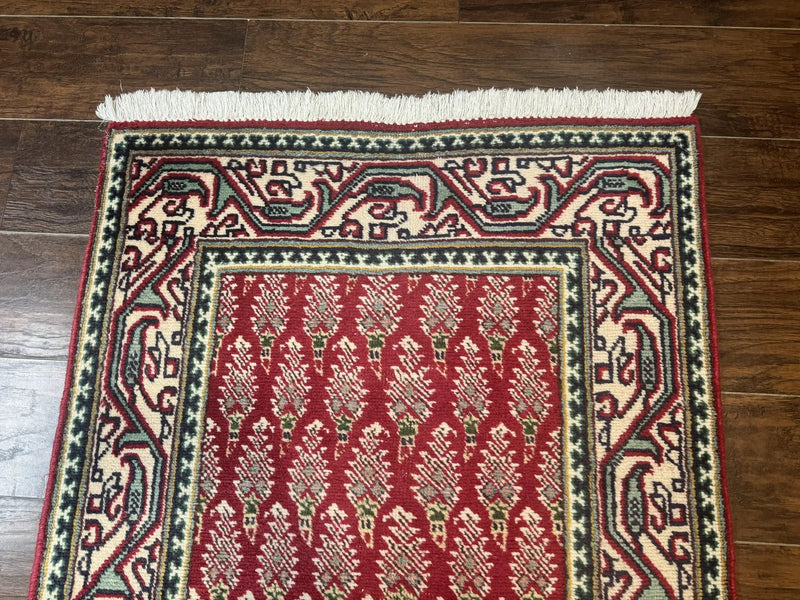 Persian Tabriz Runner Rug 3x16, Paisley Boteh Design, Red and Cream, Rug for Hallway, 16ft Wool Runner by Jewel Rugs