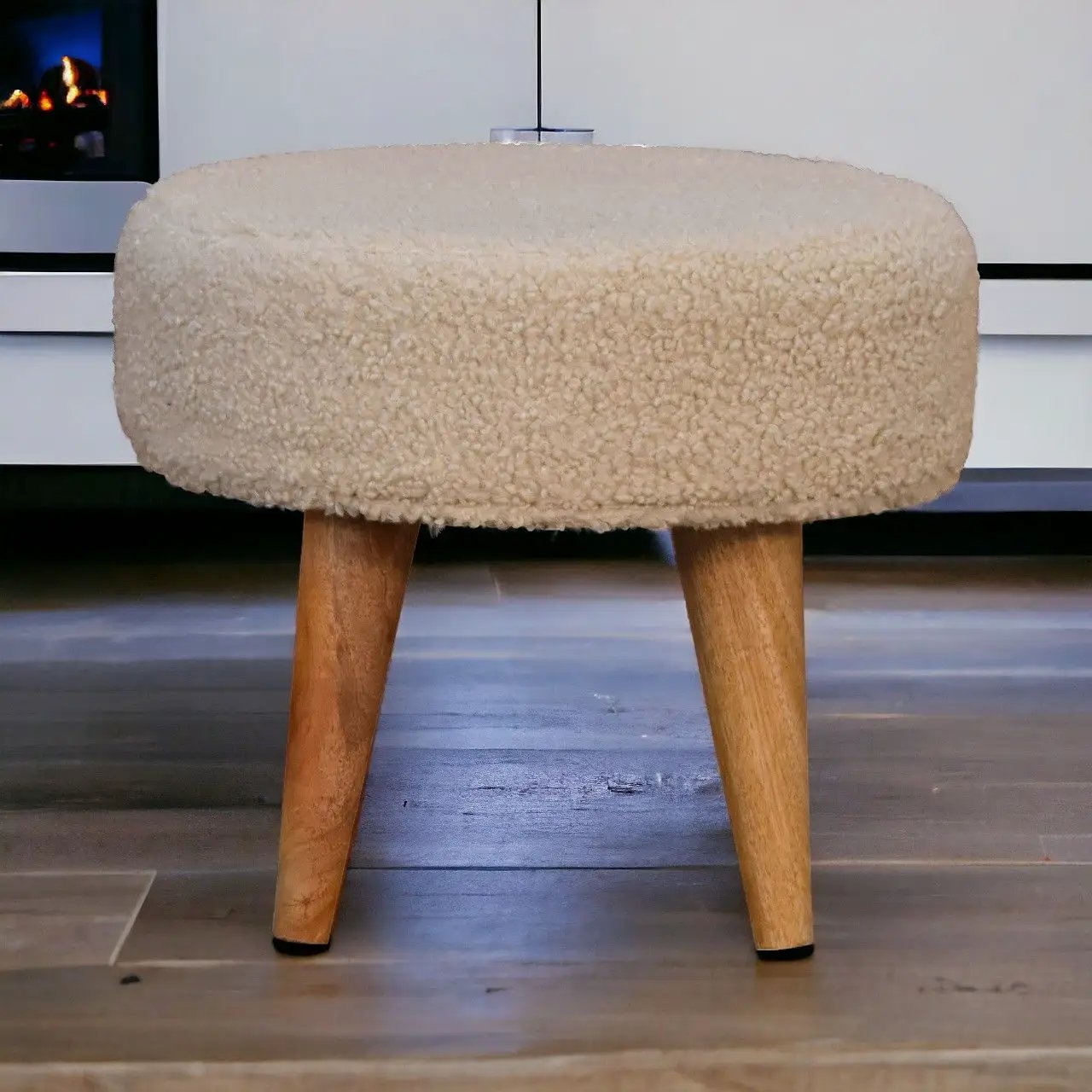 Petite Footstool - Cream / Brown by HouseOfZazla