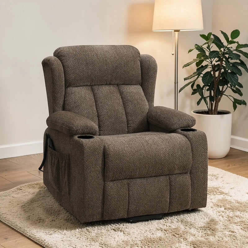 Lusio - Power Motion Recliner With Lift & Cup Holder - Brown by Unique Piece Furniture