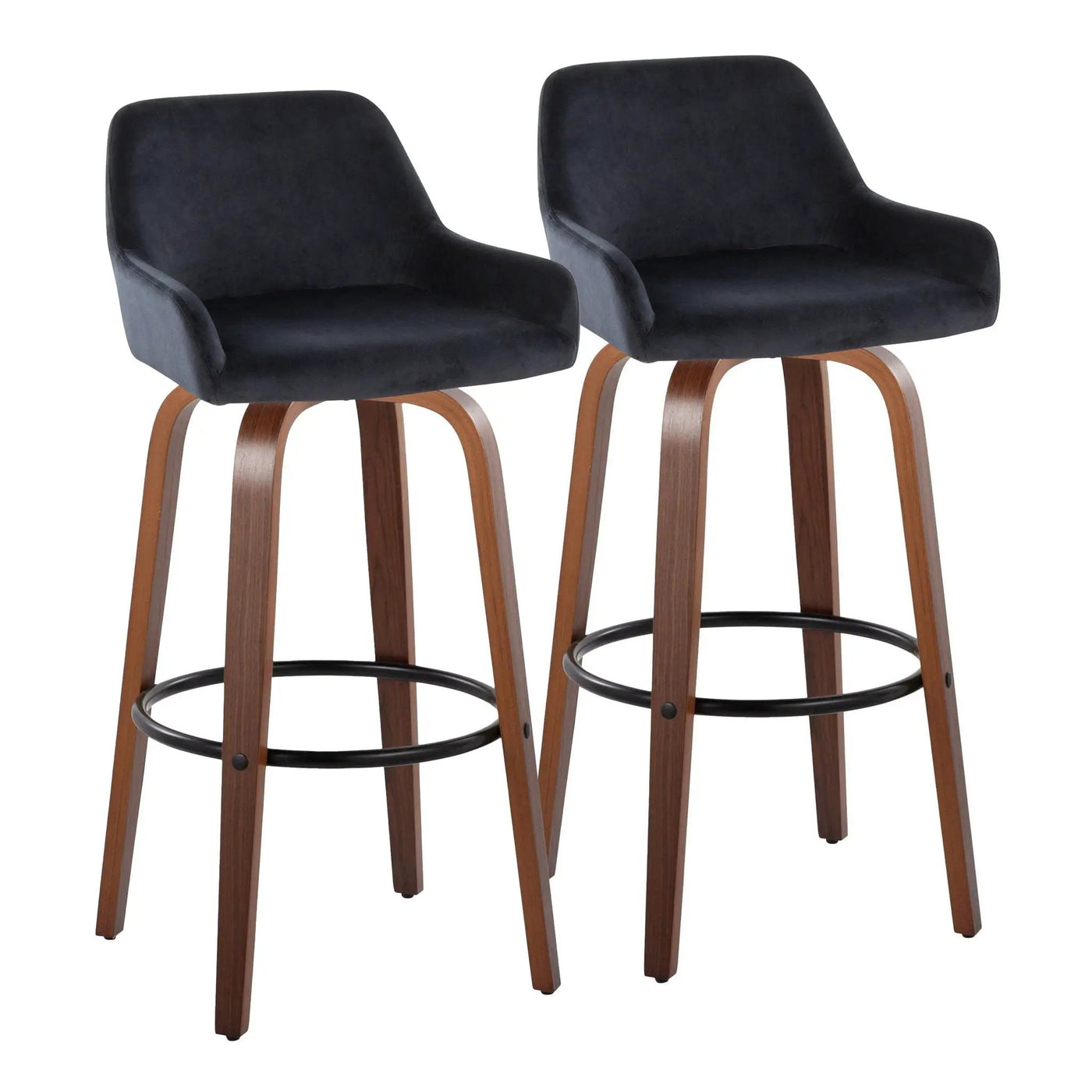 Daniella - Contemporary Fixed Height, Barstool & Swivel And Round Footrest (Set of 2) by HouseOfZazla