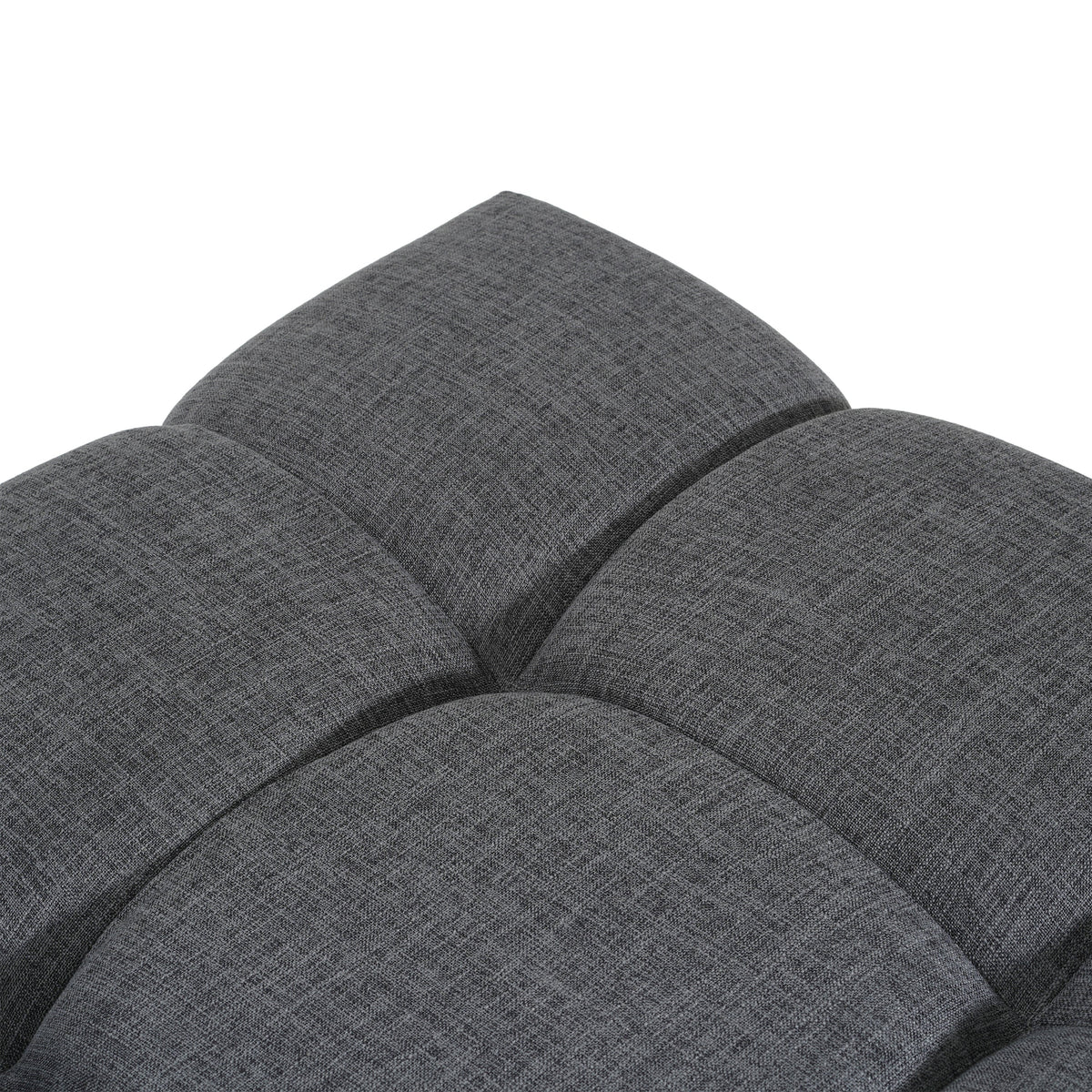 Modern Upholstered Deep Biscuit-style Tufted Ottoman with Square Profile - Gray or White, photo 8 of 10