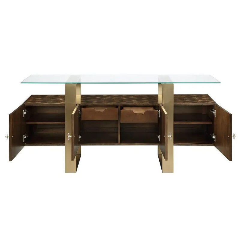 Mabyn - Console Cabinet - Brass & Antique Brown by Unique Piece Furniture