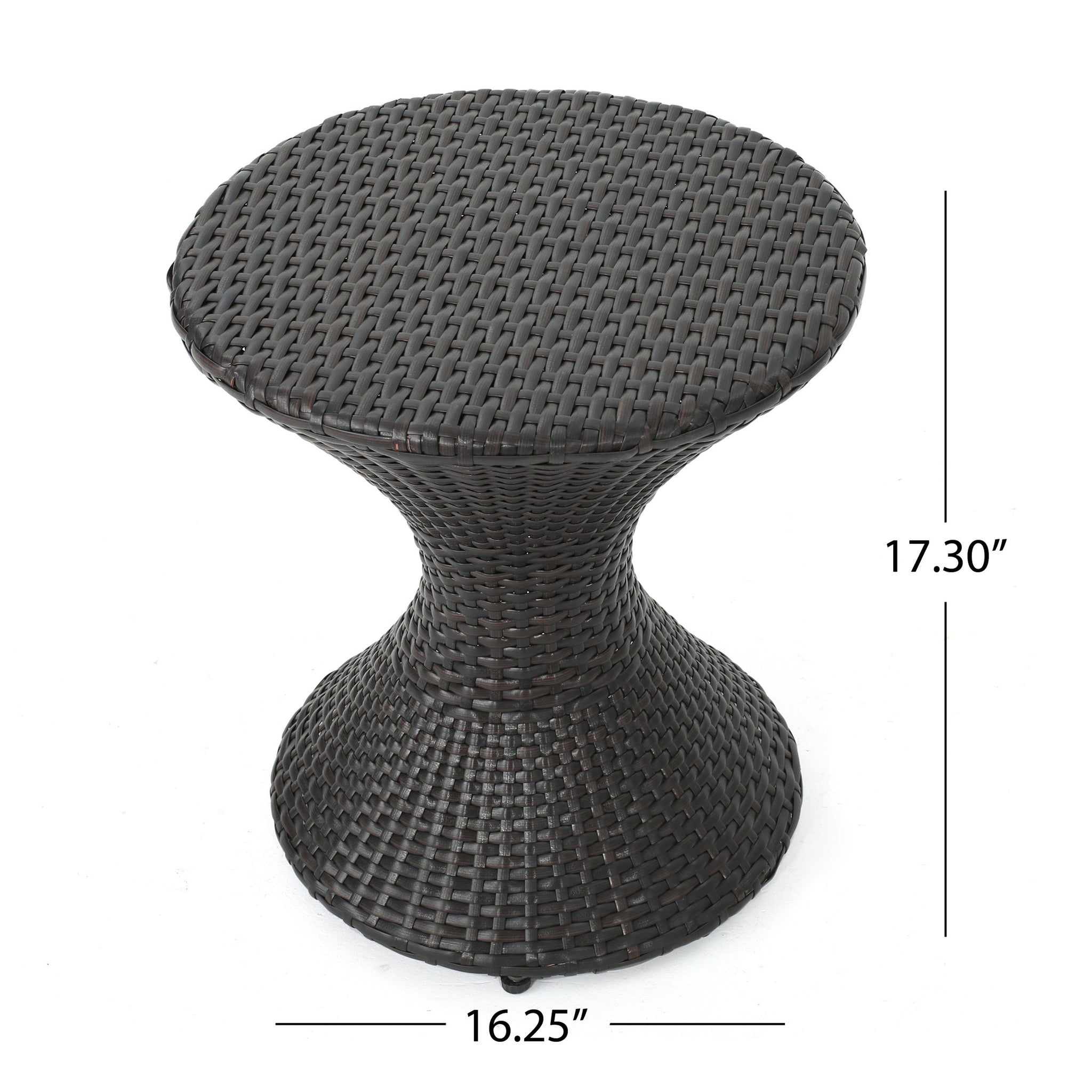 Outdoor 16-Inch Multi-Brown Wicker Hourglass Side Table by HouseOfZazla