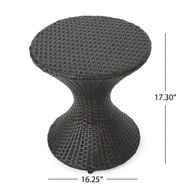Outdoor 16-Inch Multi-Brown Wicker Hourglass Side Table by HouseOfZazla