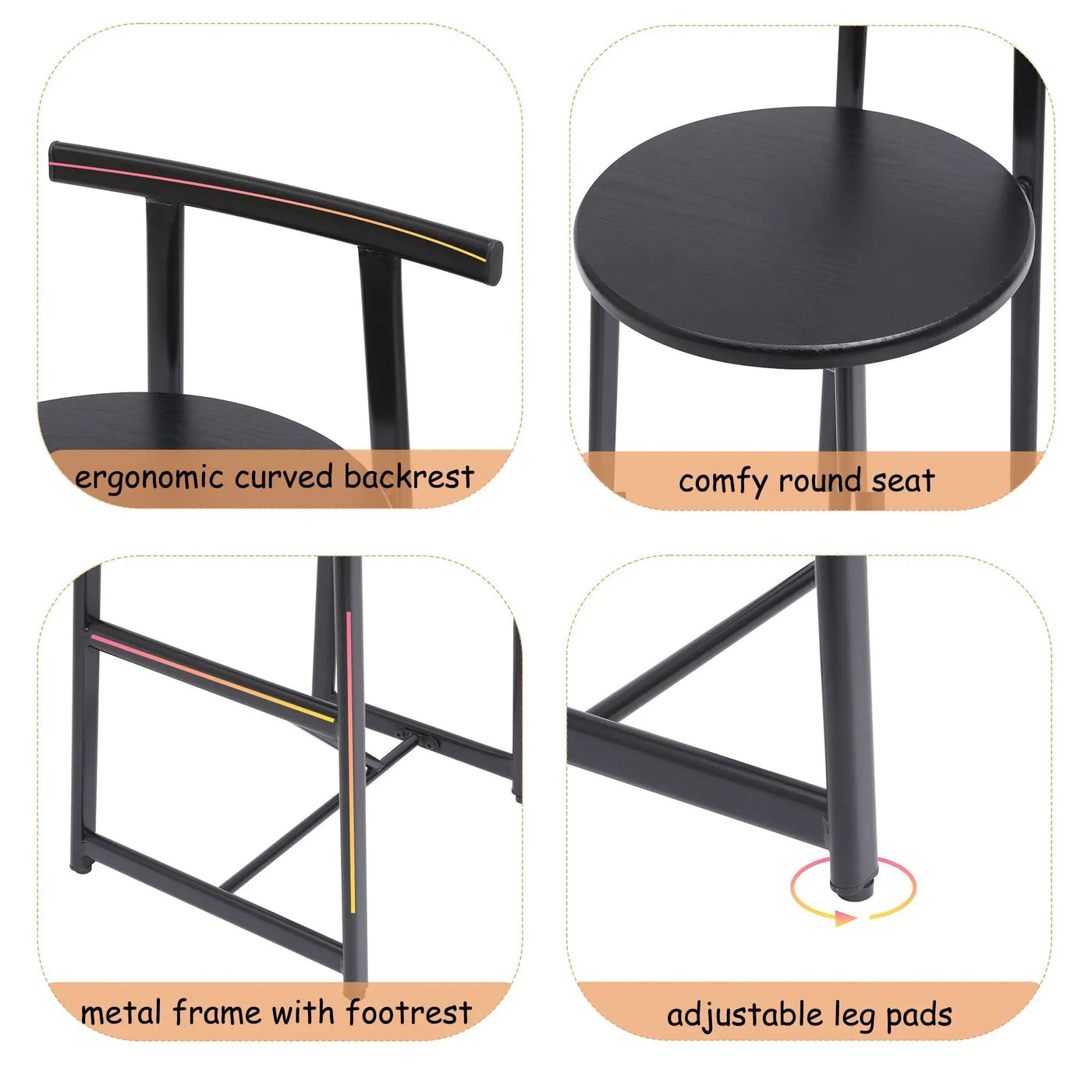 Modern Bar Stools With Backrest For Kitchen (Set of 3) by HouseOfZazla