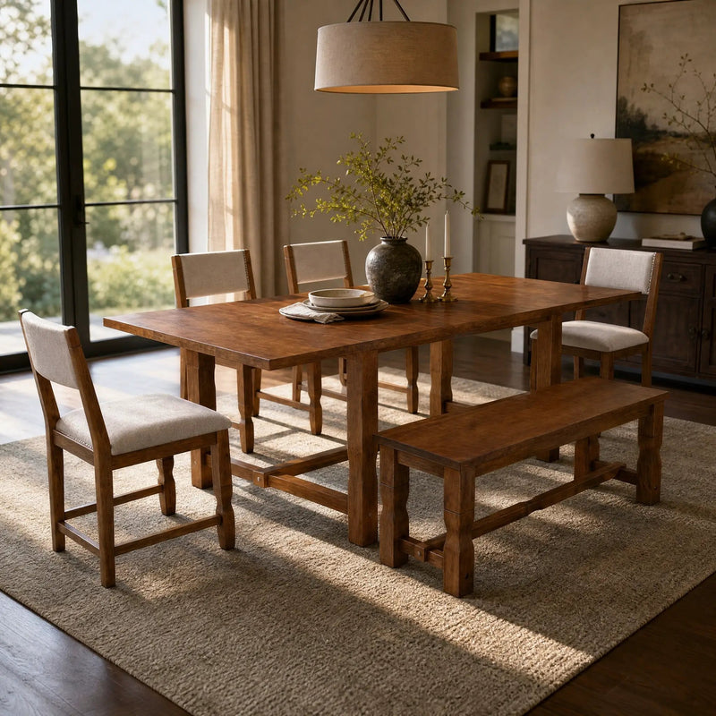 TOPMAX 6-Piece Dining Set with Bench by HouseOfZazla