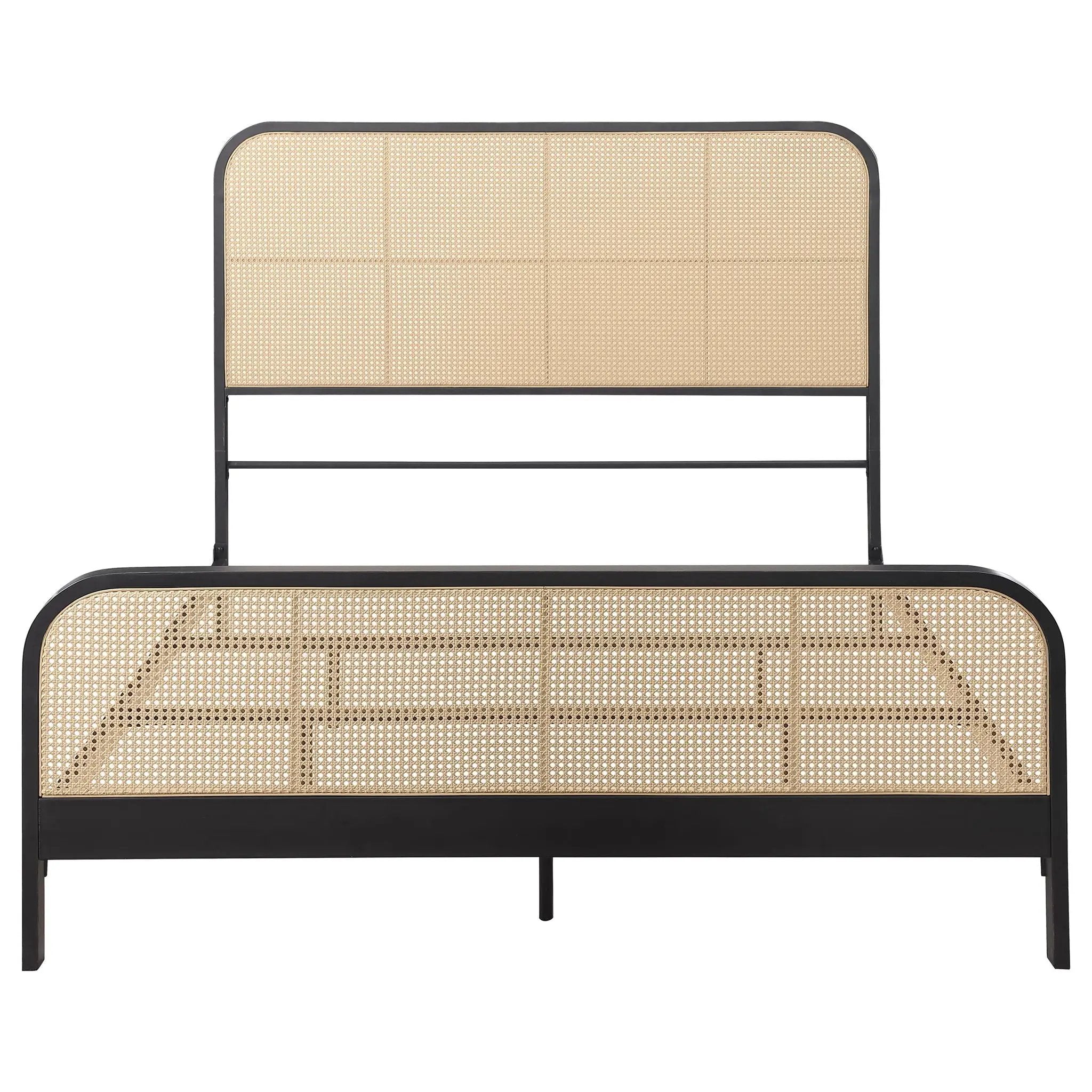 Lanewood Open Cane Webbing Metal Queen Bed Black by Unique Piece Furniture