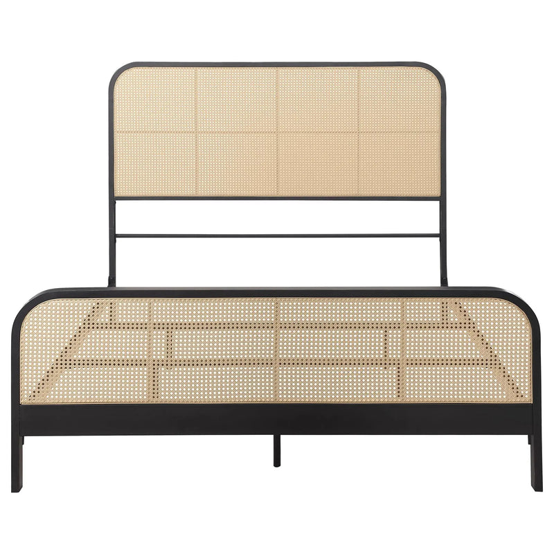 Lanewood Open Cane Webbing Metal Queen Bed Black by Unique Piece Furniture