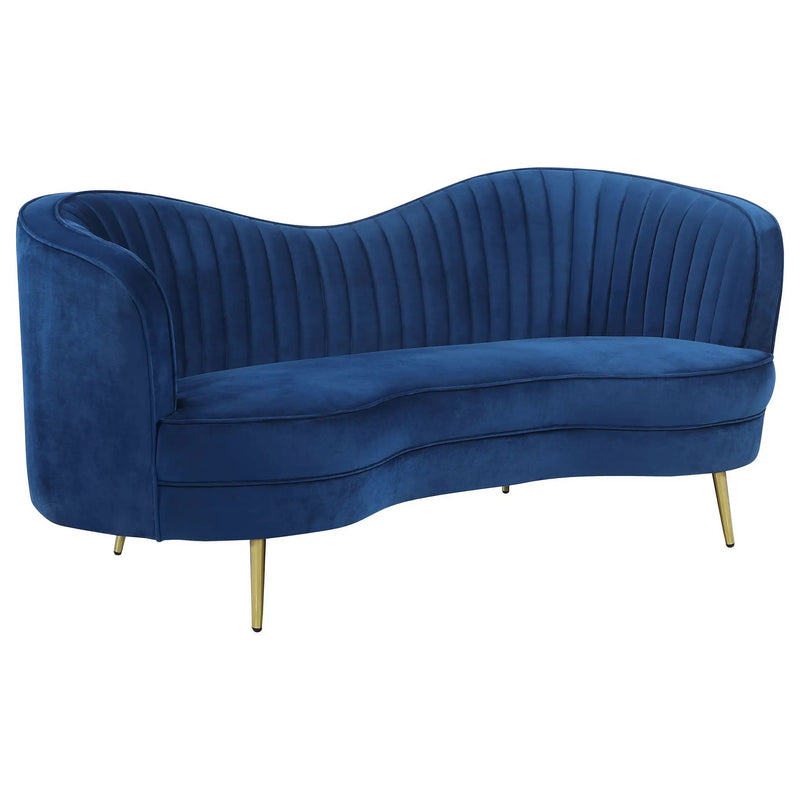 Marsden - Upholstered Vertical Channel Tufted Loveseat Seating With Tapered Legs - Blue by HouseOfZazla