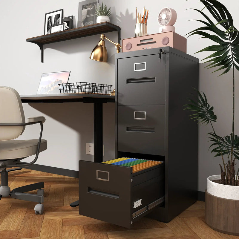 Premium Drawer File Cabinet With Lock, Metal Vertical Design, A4 Legal / Letter Size by Unique Piece Furniture