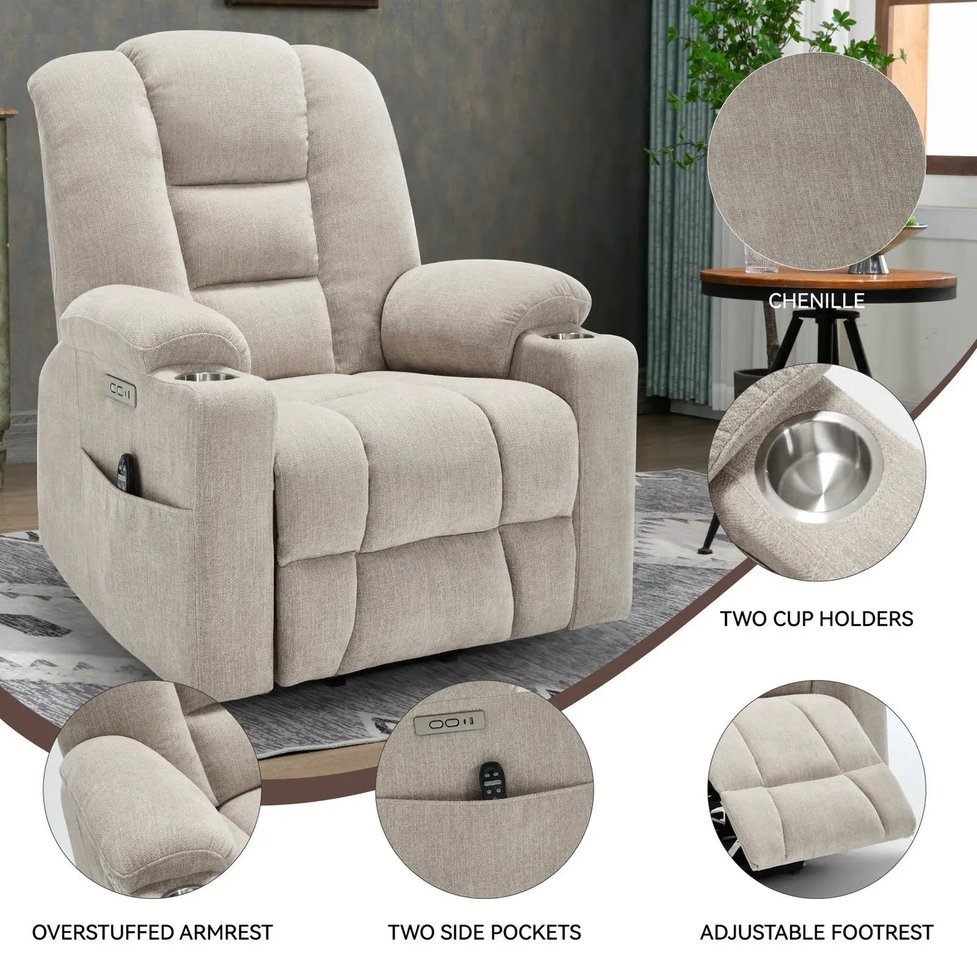 Power Lift Recliner Chair with Massage and Heat by HouseOfZazla