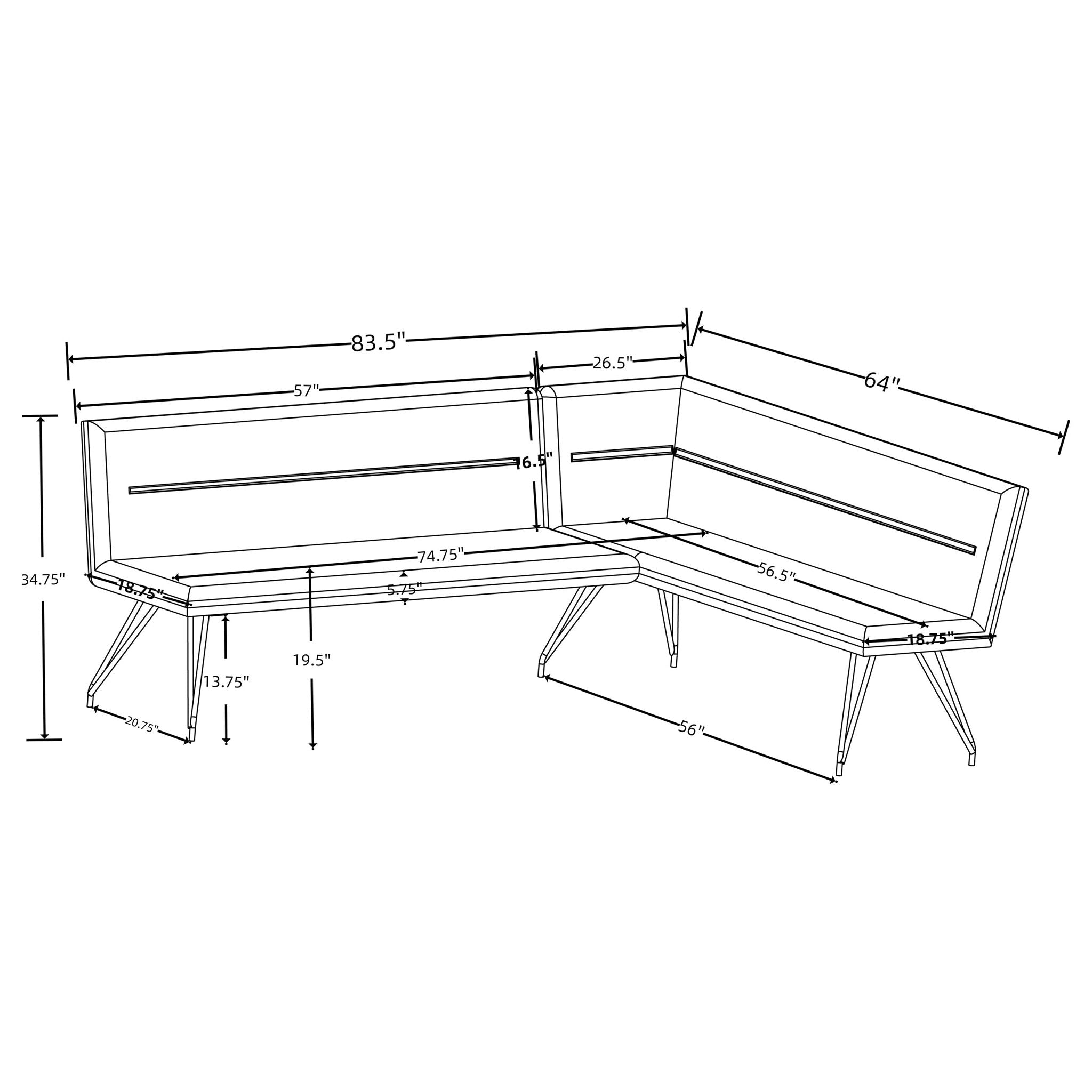 Ledger - L-Shaped Dining Bench by HouseOfZazla
