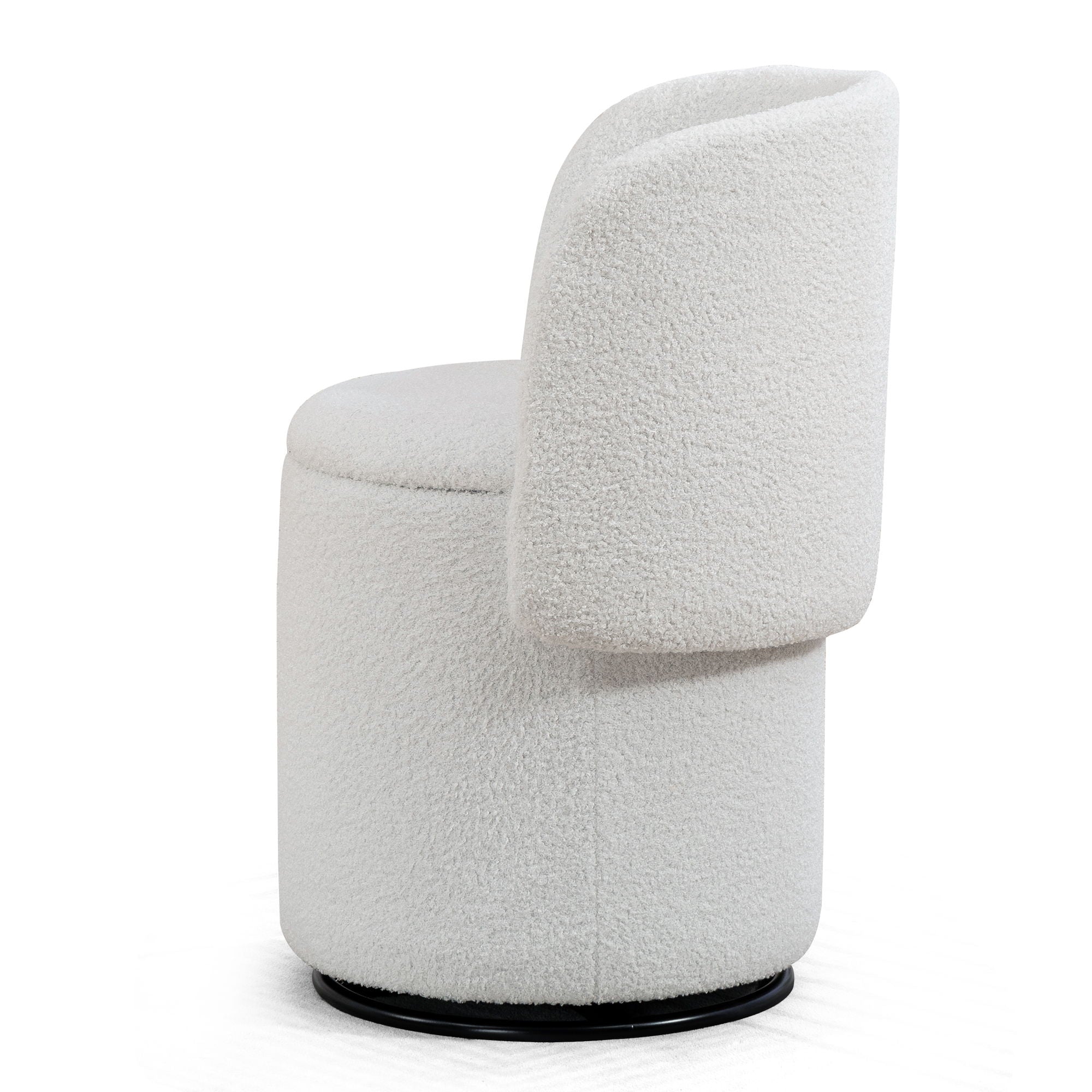 Barrel Chair & Built In Storage, 360° Swivel - Beige by HouseOfZazla