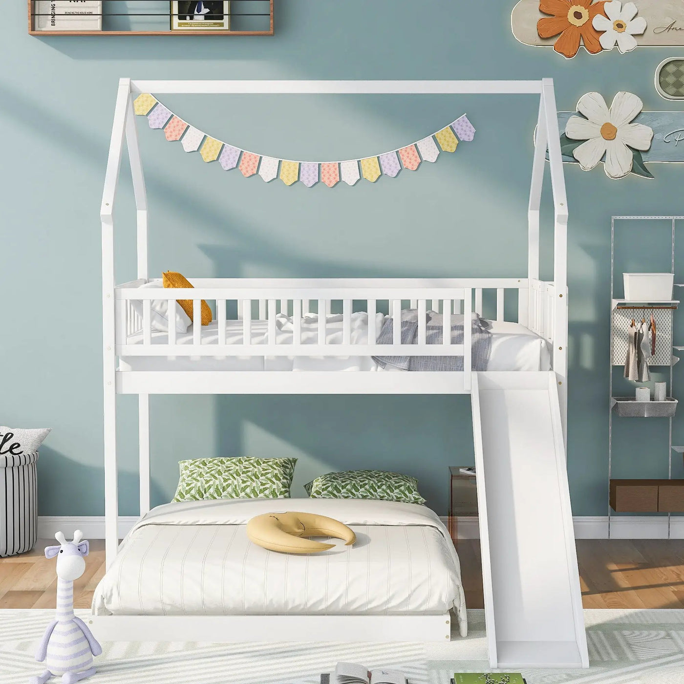 House Bunk Bed With Slide And Built In Ladder by HouseOfZazla