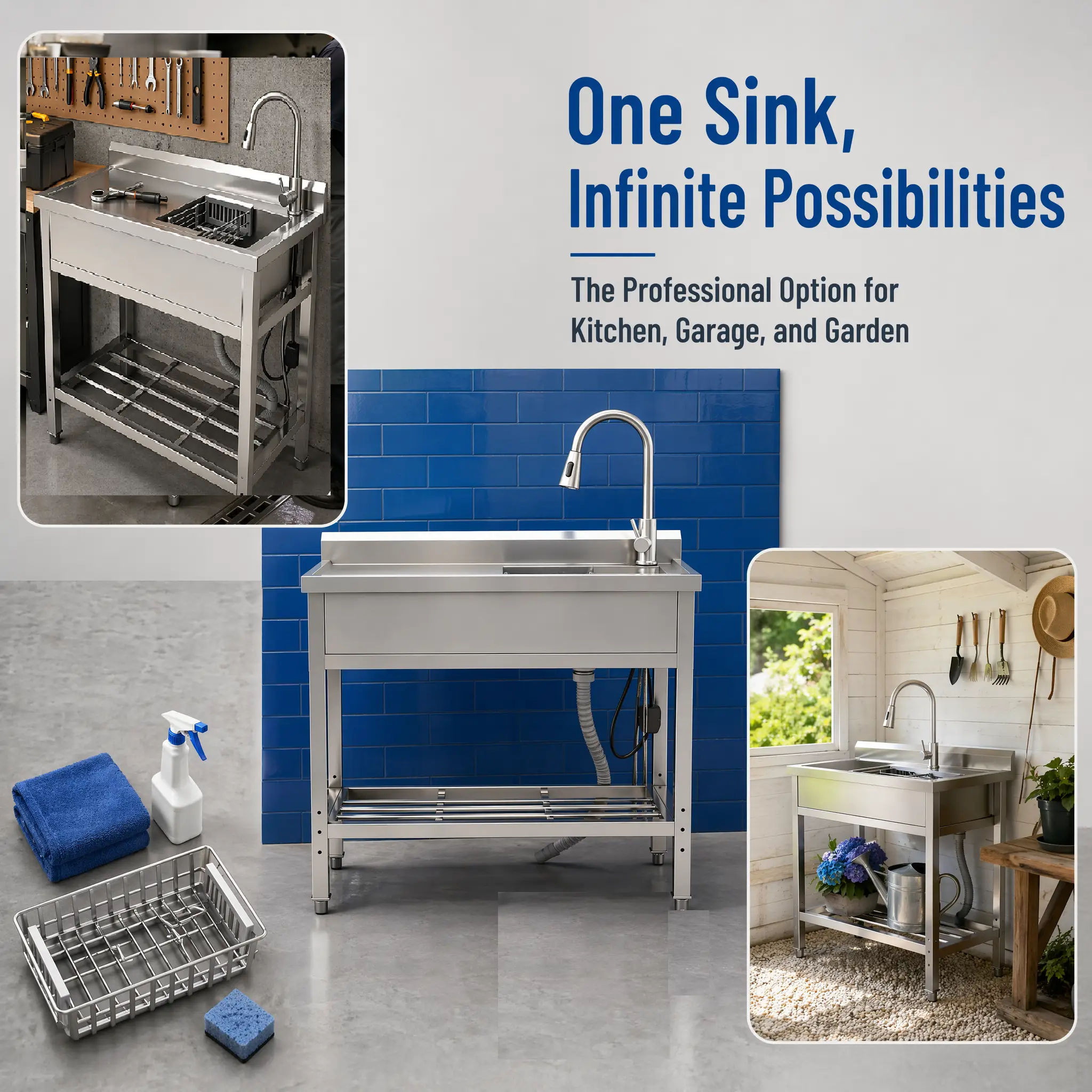 Stainless Steel Utility Sink, Freestanding Sink 2 by HouseOfZazla