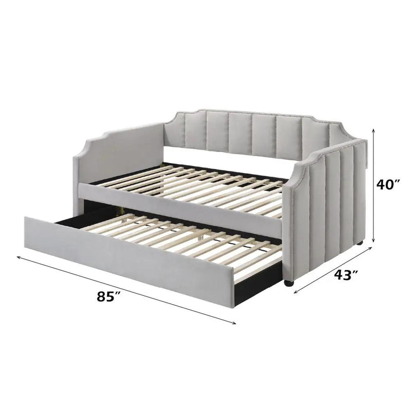 Peridot - Twin Daybed With Trundle - Dove Gray Velvet by Unique Piece Furniture