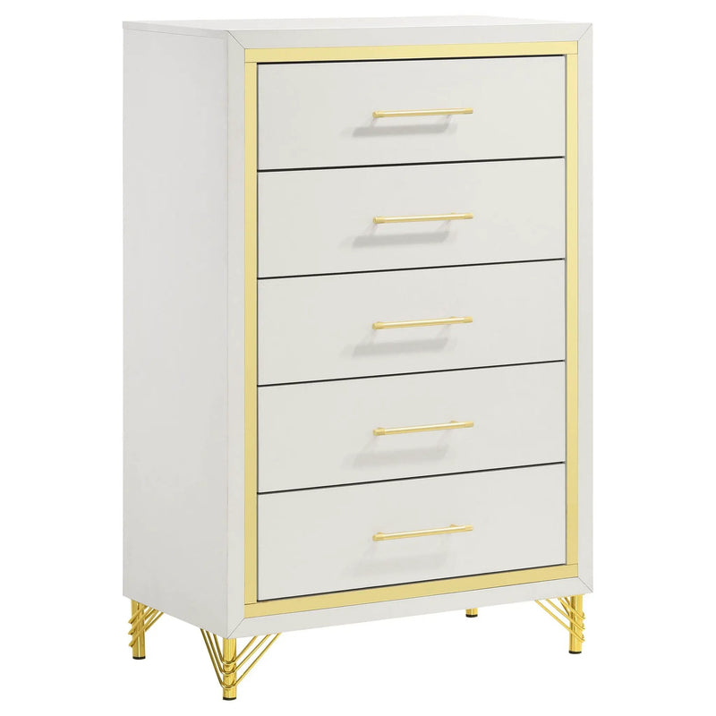 Lucia 5-drawer Bedroom Chest of Drawers White by Unique Piece Furniture