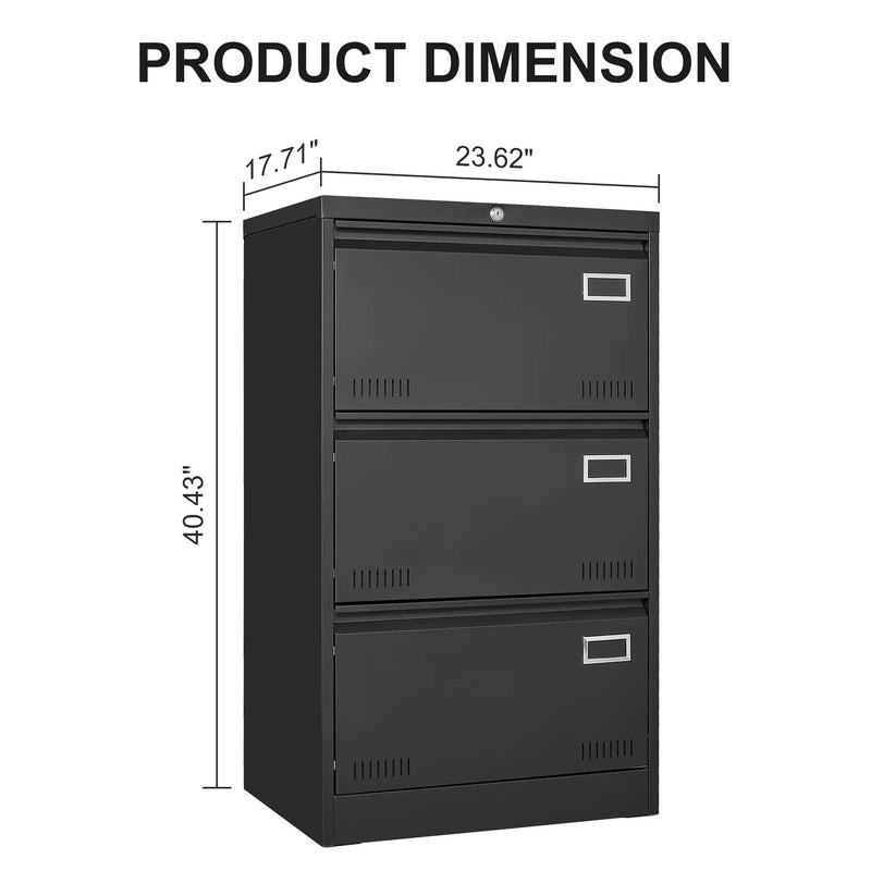 Filing Cabinet Lateral File Cabinet 3 Drawer, Locking Metal File Cabinets Three Drawer, Office Filing Cabinet With Lock Drawers For Home Office by HouseOfZazla