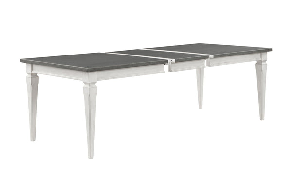 Gray and White Wood Dining Table with Leaf Extension - Katia, photo 2 of 4