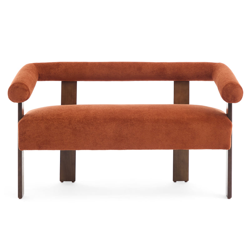 Round Armrest Loveseat (Dark Orange + Brown) by HouseOfZazla