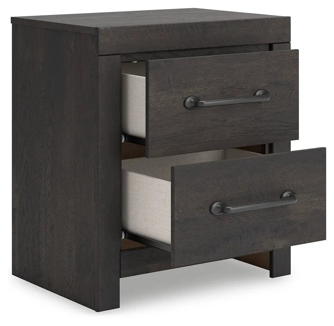Hollivern - Two Drawer Night Stand - Dark Gray by Unique Piece Furniture