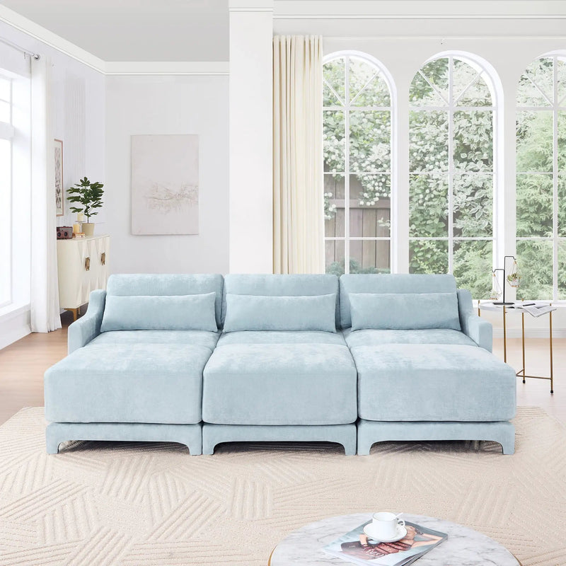 Stylish Sofa With Ottoman And Lumbar Pillows, Ergonomic Design by Unique Piece Furniture