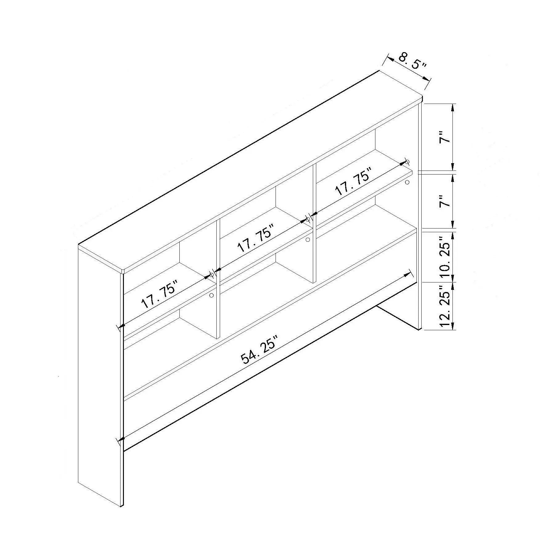 Bookcase Headboard 6 Shelves 3 Shelves Adjustable Top Panel Rounded Corners by Unique Piece Furniture
