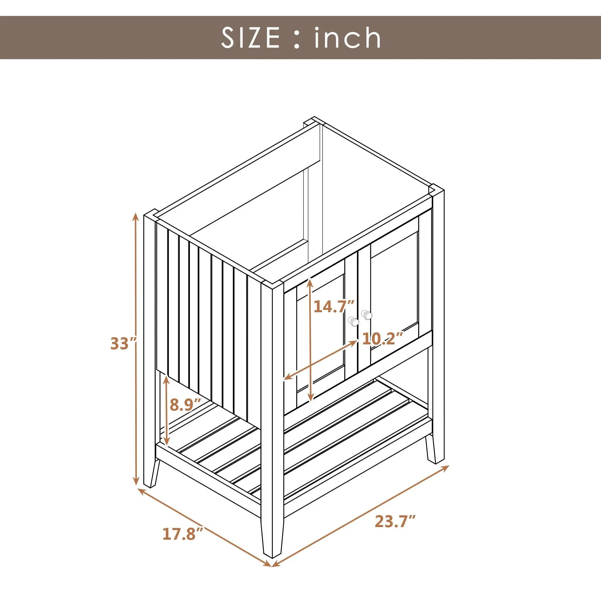 Bathroom Vanity Base Only, Soild Wood Frame, Bathroom Storage Cabinet With Doors And Open Shelf by HouseOfZazla