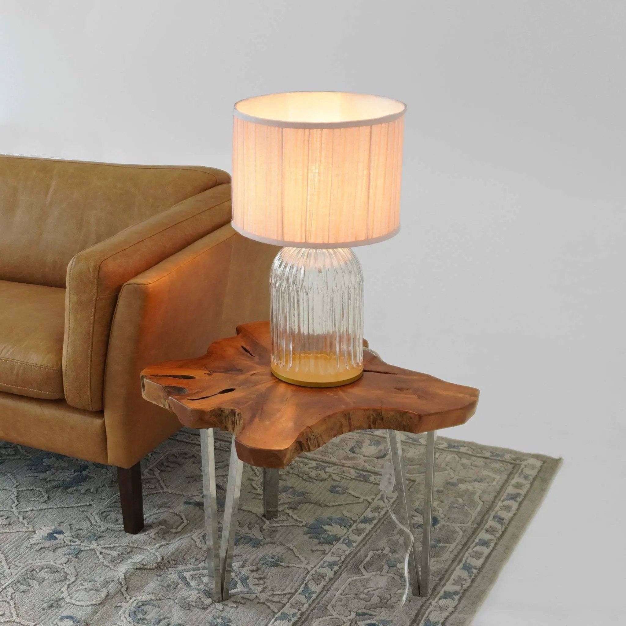 Nordic Home Romantic Solid Wood Table Lamp with LED Nebulis in Gold - Clear and Pink by HouseOfZazla