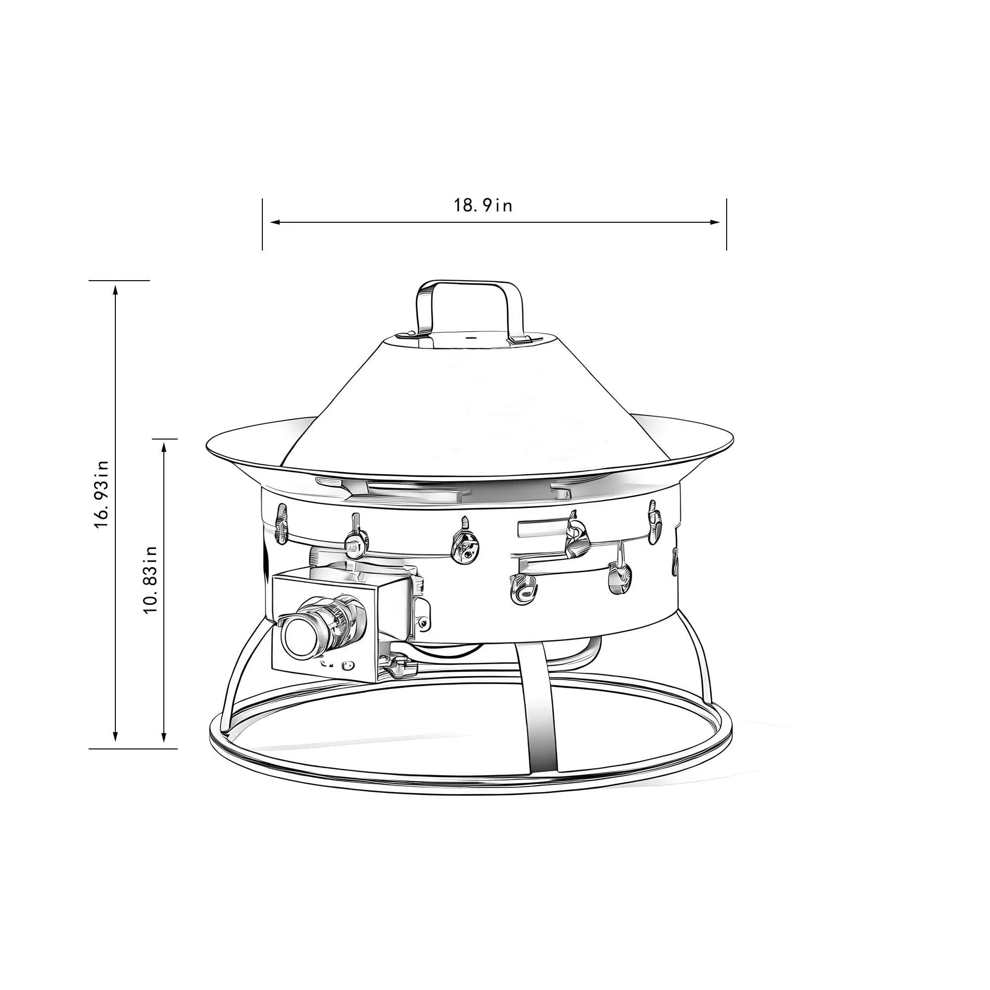 Propane Gas Fire Pit Table, 50000 Btu Round For Outside Patio - Black by HouseOfZazla