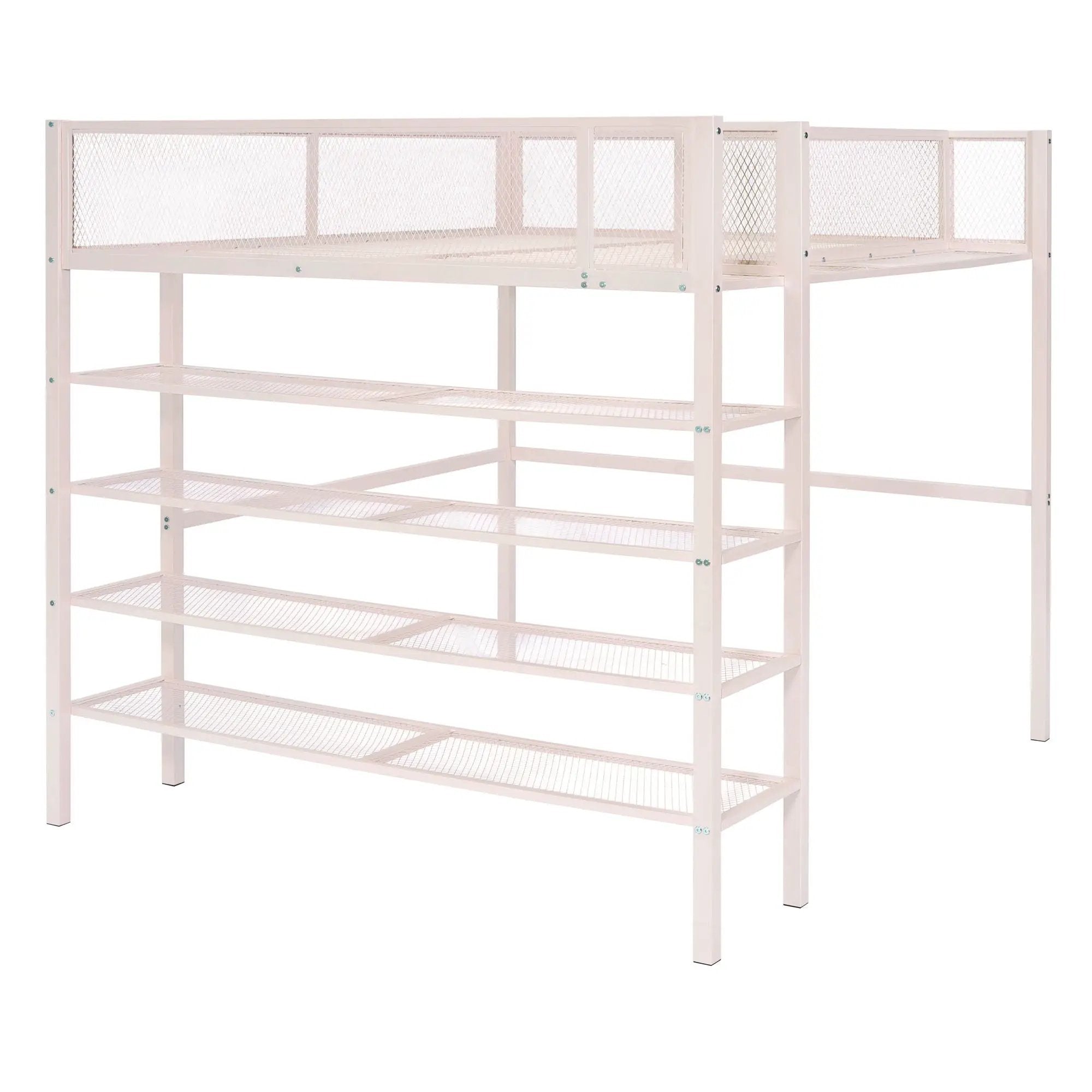 Loft Bed With 4 Tier Shelves And Storage by HouseOfZazla