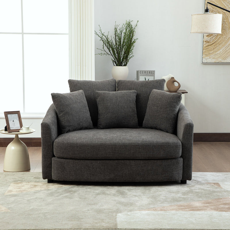 56.3'' Wide Upholstered Round Accent Cuddle Chaise with Cozy Chenille - Default Title, photo 2 of 8