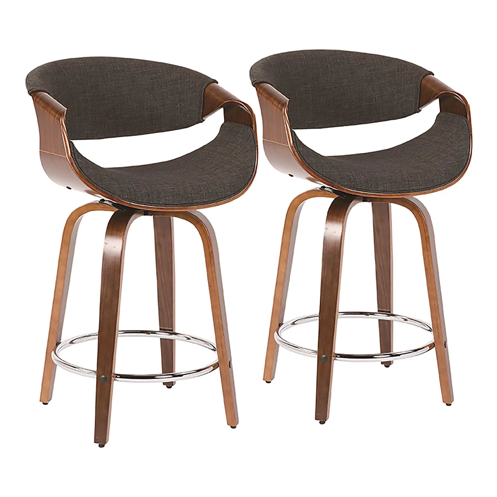 Curvini - Mid Century Modern Counter Stool (Set of 2) by HouseOfZazla