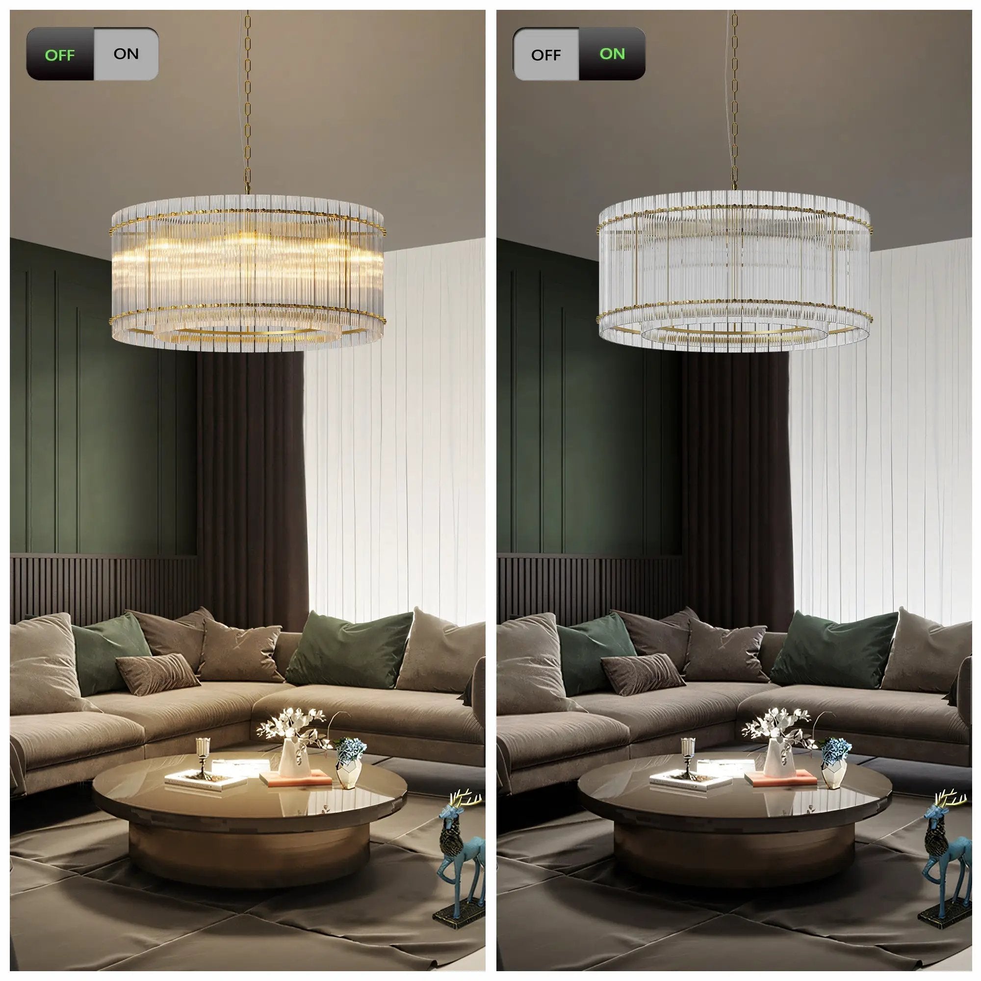 37" Modern Gold Round 8-Light Crystal Chandelier by HouseOfZazla