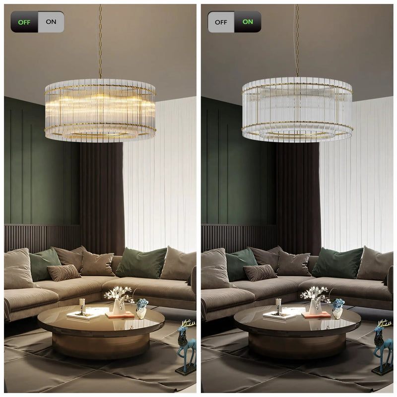 37" Modern Gold Round 8-Light Crystal Chandelier by HouseOfZazla
